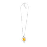 Yellow Crystal Heart Necklace Stainless Steel Jewelry