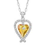 Yellow Crystal Heart Necklace Stainless Steel Jewelry