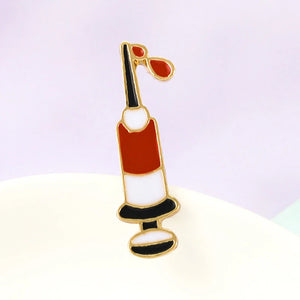 Vivid Syringe Enamel Brooch Pins Zircon Water Drop Women Doctor Nurse