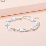 Opal Beads Bracelet S925 Silver Jewelry Gift
