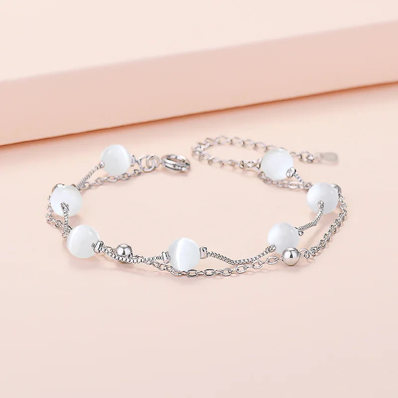 Opal Beads Bracelet S925 Silver Jewelry Gift