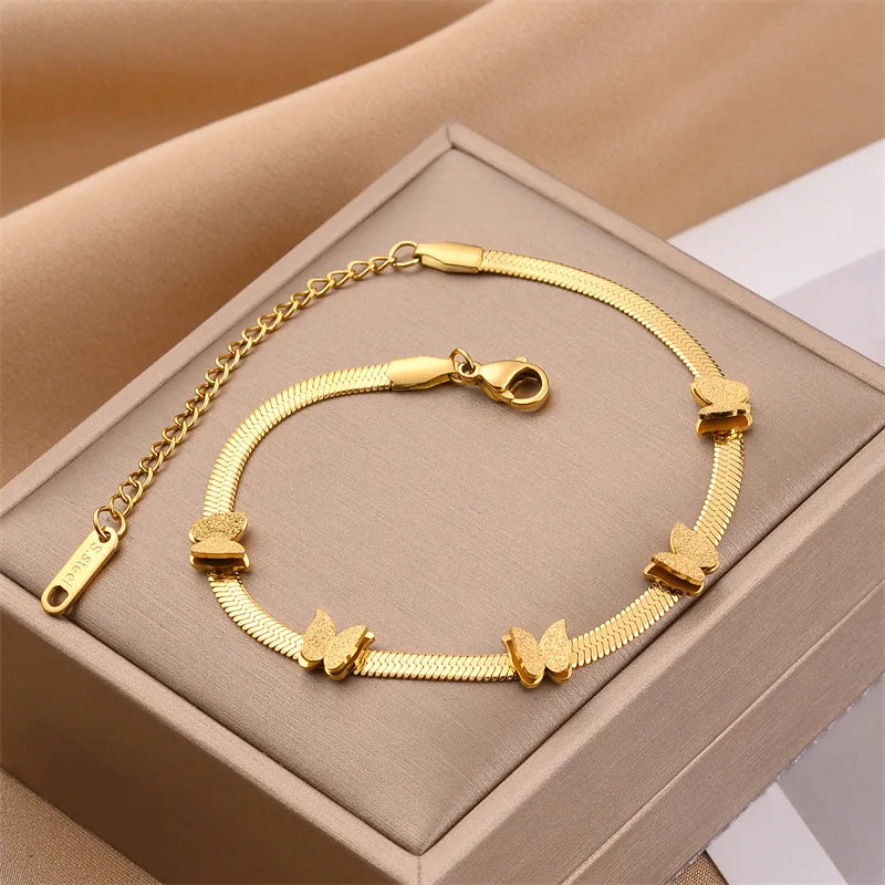 Butterfly Blade Chain Bracelets Titanium Steel Jewelry VW23031