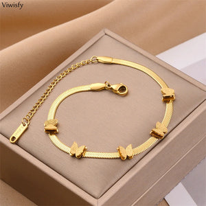 Butterfly Blade Chain Bracelets Titanium Steel Jewelry VW23031