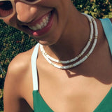 Vlen Shell Choker Necklace Mother of Pearl Beads Multi-color Stackable Jewelry