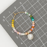 Vlen Boho Hoop Earrings Colorful Beads Pearl Drop Y2k Accessories