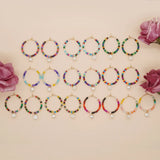 Vlen Boho Hoop Earrings Colorful Beads Pearl Drop Y2k Accessories