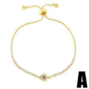 Vlen CZ Evil Eye Bracelet for Women Stainless Steel Chain Evil Eye Pulseras