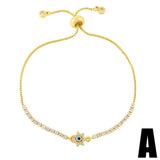 Vlen CZ Evil Eye Bracelet for Women Stainless Steel Chain Evil Eye Pulseras