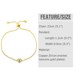 Vlen CZ Evil Eye Bracelet for Women Stainless Steel Chain Evil Eye Pulseras