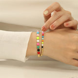 Vlen Colorful Bead Bracelet 18K Plated Stackable Minimalist Jewelry Pulseras