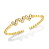 Colorful CZ Heart Bracelet for Women Beads Cuff Jewelry Gift