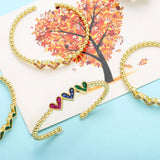 Colorful CZ Heart Bracelet for Women Beads Cuff Jewelry Gift