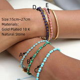 Colorful Natural Stone Beaded Bracelet Plated 18K High Boho Beach Style Jewelry