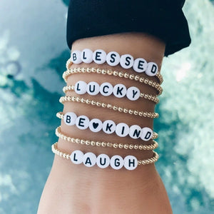Vlen Personalized Name Bracelet for Women Waterproof Plated18 K Beads Pulseras
