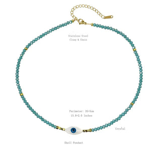 Evil Eye Pendant Choker Necklace Multi-color Crystal Beaded Necklaces