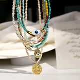 Evil Eye Pendant Choker Necklace Multi-color Crystal Beaded Necklaces