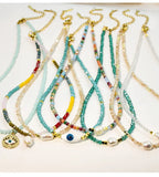 Evil Eye Pendant Choker Necklace Multi-color Crystal Beaded Necklaces