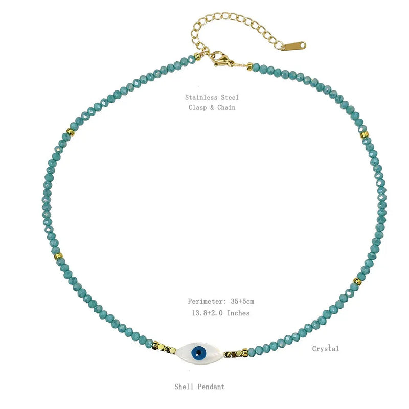 Evil Eye Pendant Choker Necklace Multi-color Crystal Beaded Necklaces