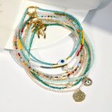 Evil Eye Pendant Choker Necklace Multi-color Crystal Beaded Necklaces