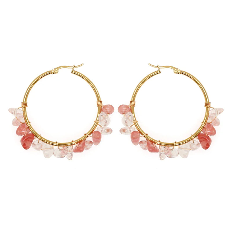 Vlen Multi-color Natural Stone Earrings 18K High Jewelry Aretes De