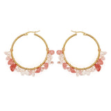 Vlen Multi-color Natural Stone Earrings 18K High Jewelry Aretes De