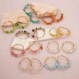 Vlen Multi-color Natural Stone Earrings 18K High Jewelry Aretes De
