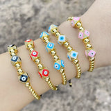 Vlen Zircon Evil Eye Bracelet High Cz Beads Bracelet Women Pulseras
