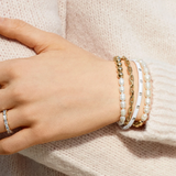 Vlen Half Pearl Beaded Bracelet for Women 18K Jewelry