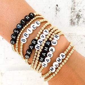 Vlen Personalized Name Bracelet for Women 18K Waterproof Plated Beads Pulseras