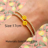 Vlen Yellow Smile Face Bracelet Plated 18K Colorful Jewelry Pulseras