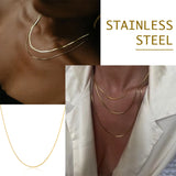 1-4mm Stainless Steel Round Snake Chain Necklaces for Women