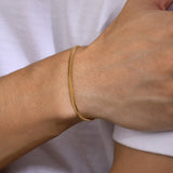 Stainless Steel Square Snake Chain Bracelet Men 1.7mm Basic Casual Wristband