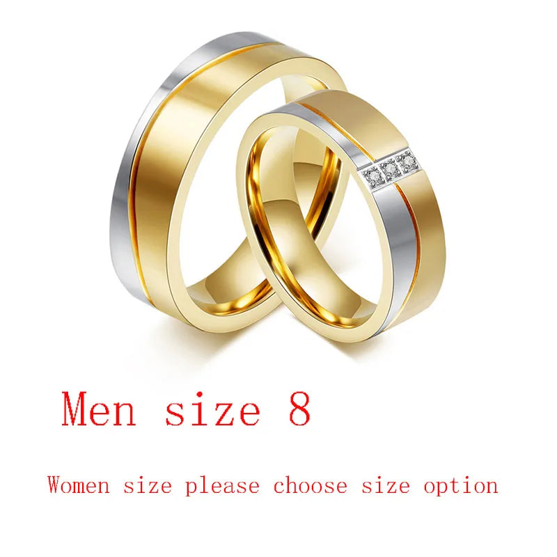 Wedding Ring Set Stainless Steel CZ Jewelry
