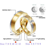 Wedding Ring Set Stainless Steel CZ Jewelry