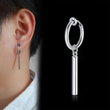 Geometric Triangle Cross Dangle Clip Earrings Stainless Steel Punk Accessory