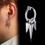 Geometric Triangle Cross Dangle Clip Earrings Stainless Steel Punk Accessory