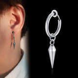 Geometric Triangle Cross Dangle Clip Earrings Stainless Steel Punk Accessory