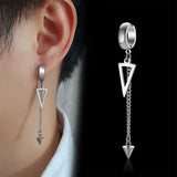 Geometric Triangle Cross Dangle Clip Earrings Stainless Steel Punk Accessory