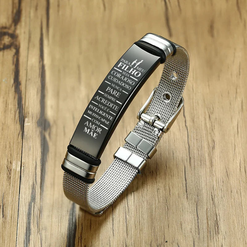 Adjustable Stainless Steel Mesh Watch Band, 12mm Bracelet, To My Son