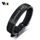 Men's Personalized ID Bar Bracelet with Silicone Band