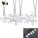 Personalized BFF Couple Necklaces Set Stainless Steel Puzzle Pendant