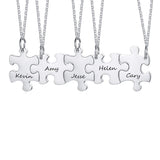 Personalized BFF Couple Necklaces Set Stainless Steel Puzzle Pendant