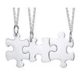Personalized BFF Couple Necklaces Set Stainless Steel Puzzle Pendant