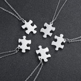 Personalized BFF Couple Necklaces Set Stainless Steel Puzzle Pendant