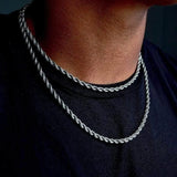 2-5mm Rope Chain Necklaces for Men Women, Twisted Sigapore Links Choker