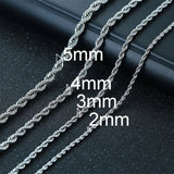 2-5mm Rope Chain Necklaces for Men Women, Twisted Sigapore Links Choker
