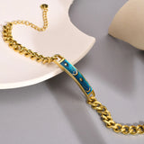 Sun Moon Bracelets for Women, Stainless Steel Cuban Chain Wristband