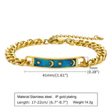 Sun Moon Bracelets for Women, Stainless Steel Cuban Chain Wristband