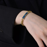 Sun Moon Bracelets for Women, Stainless Steel Cuban Chain Wristband