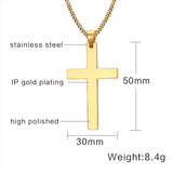 Men's Stainless Steel Cuban Chain Necklace Cross Pendant